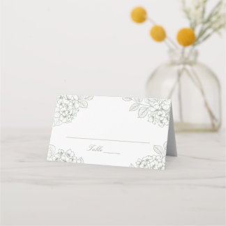 Floral Elegant Green Hydrangea Wedding Place Card