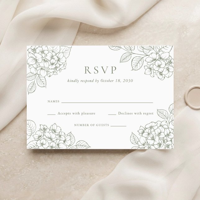 Floral Elegant Green Hydrangea Wedding RSVP Invitation (Creator Uploaded)
