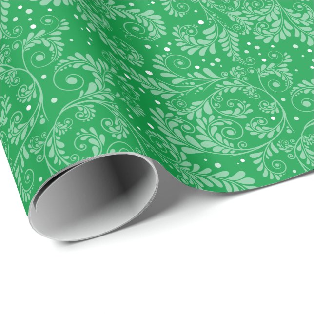 Floral Elegant Green Wrapping Paper (Roll Corner)