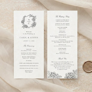 Floral Elegant Hydrangea Crest Wedding Program Programme