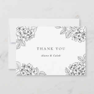 Floral Elegant Hydrangea Foliage Wedding Thank You Card