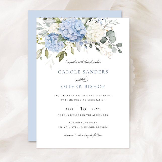 Floral Elegant Hydrangea Greenery Wedding Invitation (Creator Uploaded)