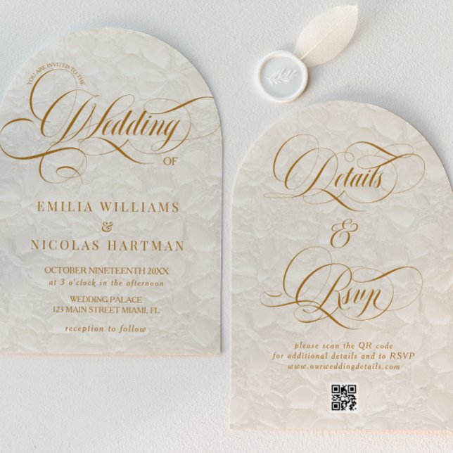 Floral Elegant Ivory All In One Wedding Invitation (Creator Uploaded)
