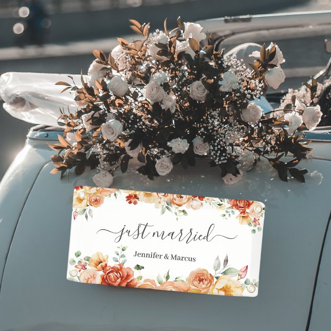 Floral Elegant Just Married Car Banner (Creator Uploaded)