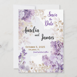 Floral Elegant Lavender Wedding Save the Date Invitation