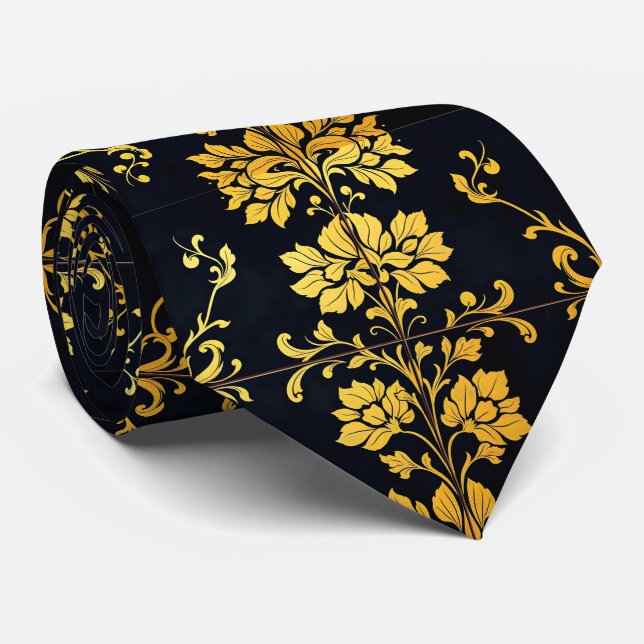 Floral Elegant Luxury Trendy Collection Tie (Rolled)