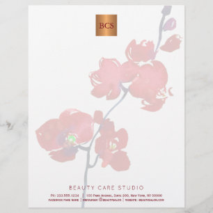 Floral elegant metallic gold copper monogrammed customised letterhead