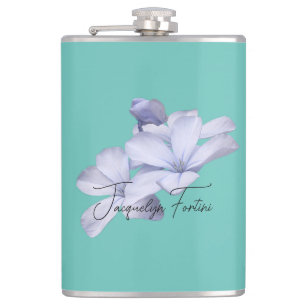Floral Elegant Minimalist Calligraphy Add Name Hip Flask