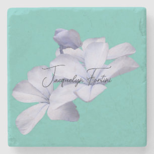 Floral Elegant Minimalist Calligraphy Lithograph Stone Coaster