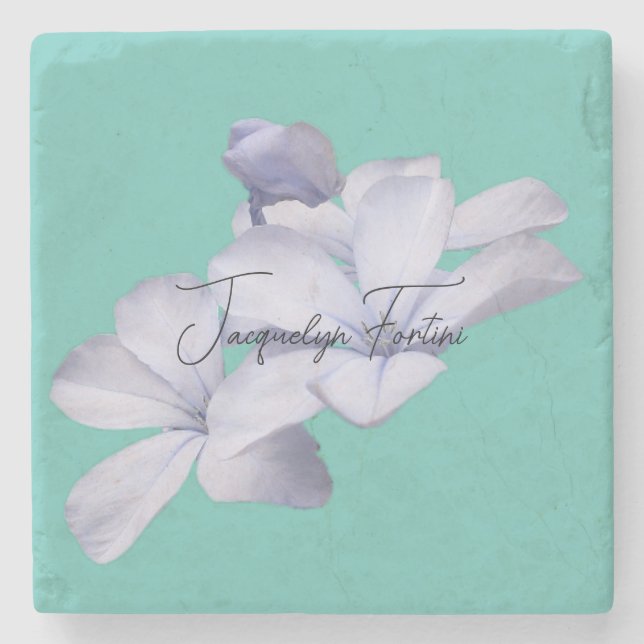 Floral Elegant Minimalist Calligraphy Lithograph Stone Coaster (Front)
