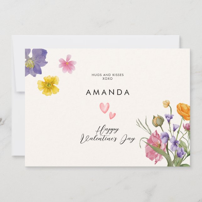 Floral Elegant Modern chic valentine day card (Front)