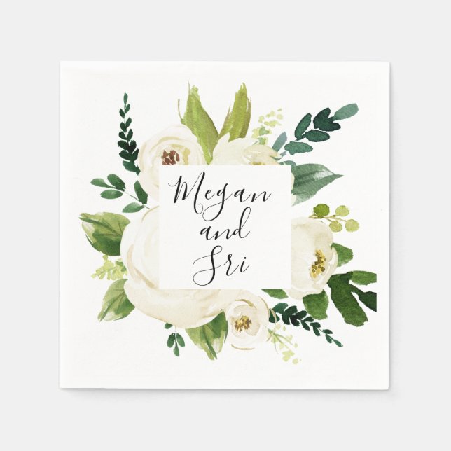 Floral Elegant Modern Typography Napkin (Front)