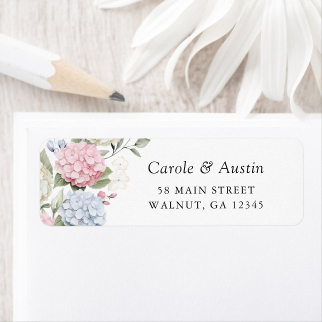 Floral Elegant Pink & Blue Hydrangea Address (Insitu)