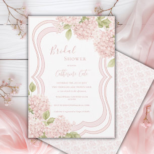 Floral Elegant Pink Hydrangea Bridal Shower  Invitation