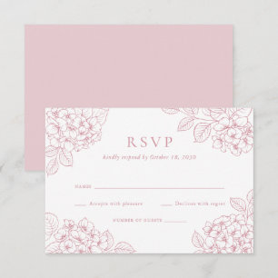 Floral Elegant Pink Hydrangea Wedding RSVP Invitation