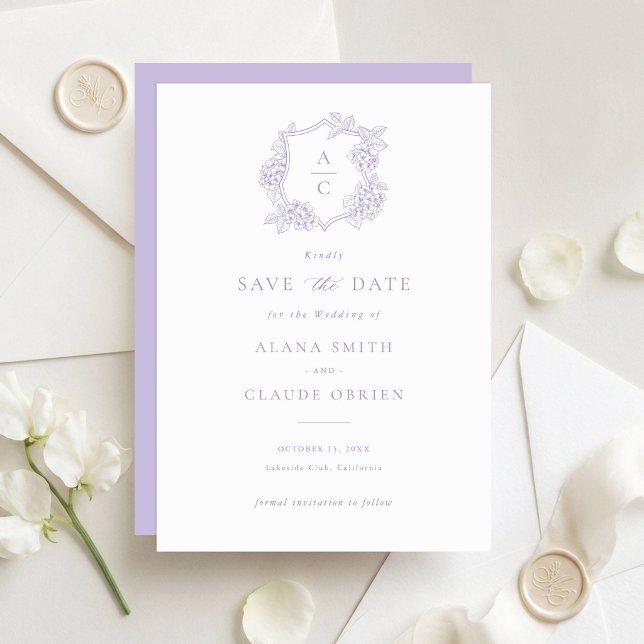 Floral Elegant Purple Hydrangea Save the Date Invitation (Creator Uploaded)