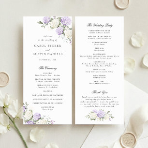 Floral Elegant Purple Hydrangea Wedding Program Programme