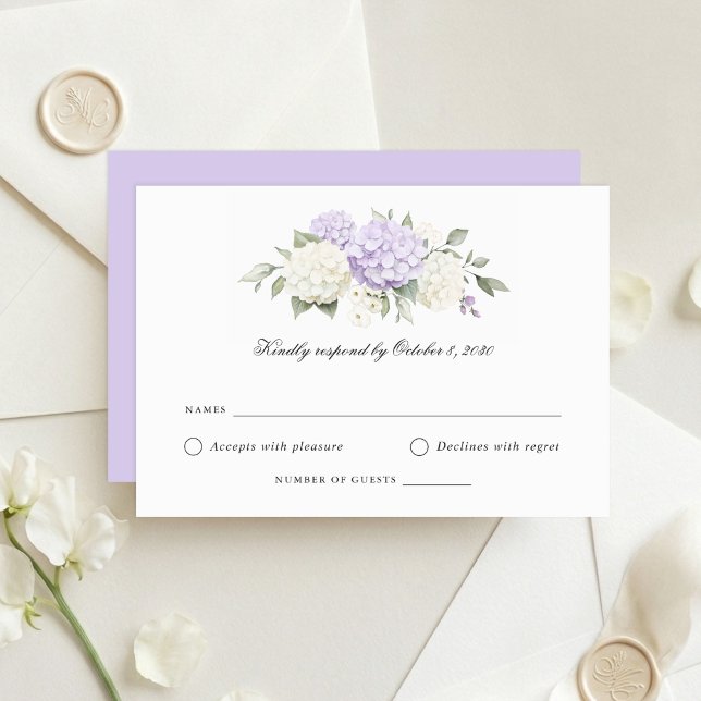 Floral Elegant Purple Hydrangea Wedding RSVP Card (Creator Uploaded)