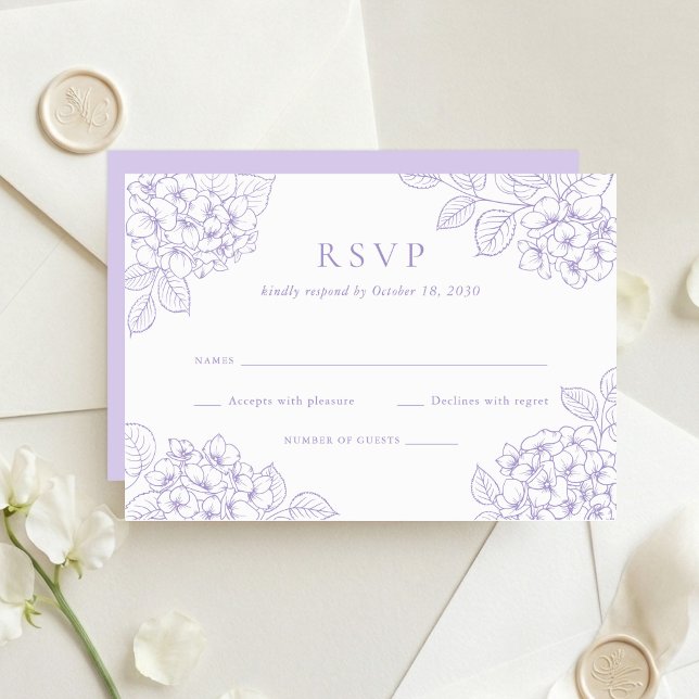 Floral Elegant Purple Hydrangea Wedding RSVP Invitation (Creator Uploaded)