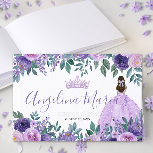 Floral Elegant Purple Quinceanera Guest Book