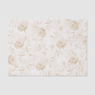 Floral Elegant Rose Beige White Pattern Tissue Paper