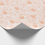Floral Elegant Rose Peach Pattern Wrapping Paper<br><div class="desc">This elegant floral wrapping paper perfect for decoupage and wedding gift wrap features blush pink roses with a damask leave pattern in the background. Designed by world renowned artist ©Tim Coffey</div>
