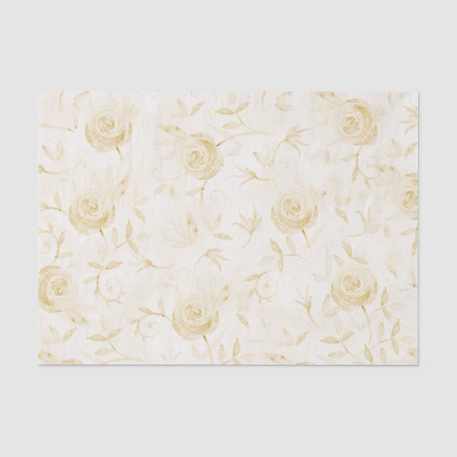 Floral Elegant Rose Yellow Pattern Tissue Paper (Front)