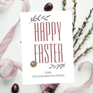 Floral Elegant Script Easter Family Easter Egg Holiday Card