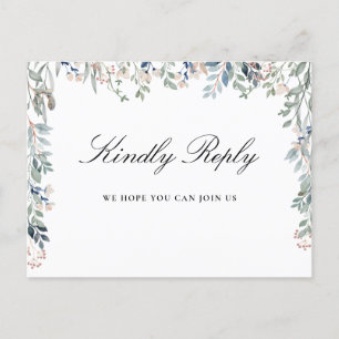 Floral Elegant Script Song Request RSVP Postcard