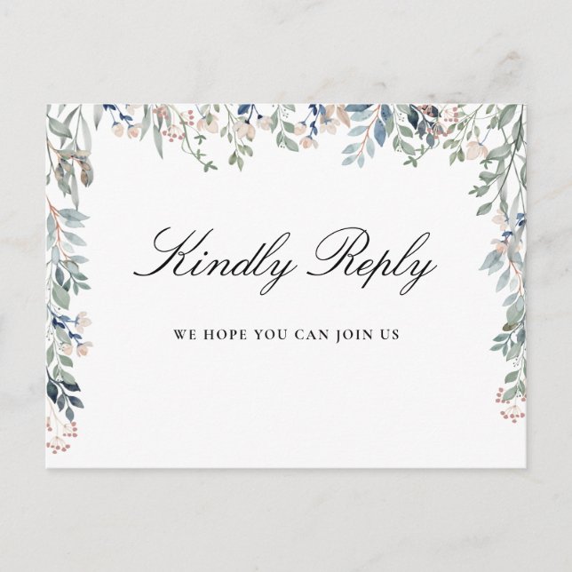 Floral Elegant Script Song Request RSVP Postcard (Front)