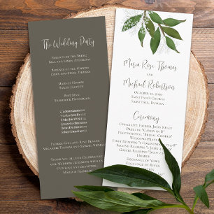 Floral Elegant Simple Wedding Ceremony Leaves Programme