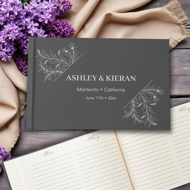 Floral Elegant Smoke Grey Wedding  Guest Book (Creator Uploaded)