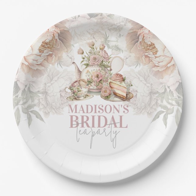 Floral elegant Tea Party Bridal Paper Plate (Front)