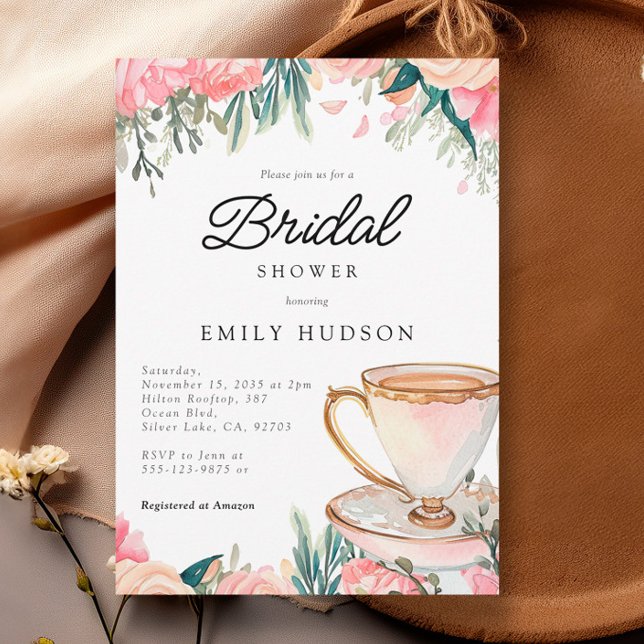 Floral Elegant Tea Party Bridal Shower Invitation (Creator Uploaded)