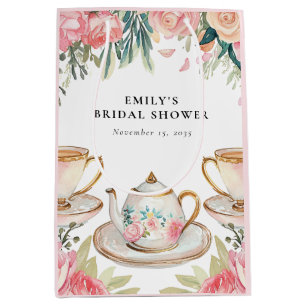 Floral Elegant Tea Party Bridal Shower Medium Gift Bag