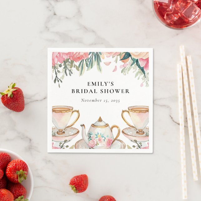 Floral Elegant Tea Party Bridal Shower Napkin (Insitu)