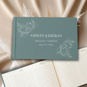 Floral Elegant Teal Wedding Guest Book