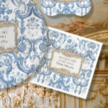 Floral Elegant Vintage Blue and White Gold Bridal Napkin<br><div class="desc">For a truly elegant, memorable Bridal Shower decor, we created this modern vintage, blue and white theme. Graphically designed, three dimensional looking baroque rococo gold frame is placed over an elegant vintage French or English classic floral wallpaper pattern. Created from a black and white printer's ornament etched frame combined with...</div>