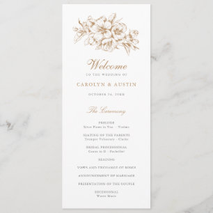 Floral Elegant Vintage Botanical Blue Wedding Programme