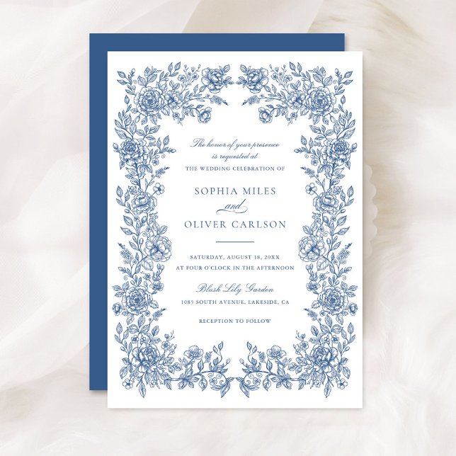 Floral Elegant Vintage Frame Wedding Invitation (Creator Uploaded)