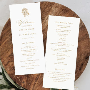 Floral Elegant Vintage French Roses Gold Wedding Programme