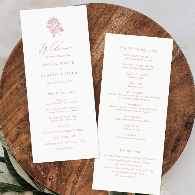 Floral Elegant Vintage French Roses Wedding Programme (Creator Uploaded)