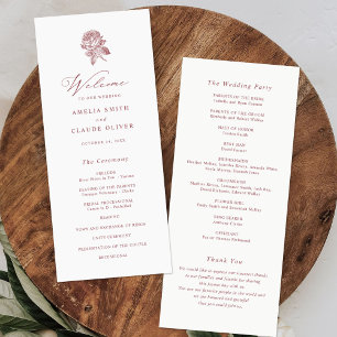 Floral Elegant Vintage French Roses Wedding Programme