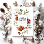Floral Elegant Watercolor Merry Christmas Wishes Holiday Card<br><div class="desc">Winter Wonderla Elegant Watercolor Merry Christmas Holiday Card</div>