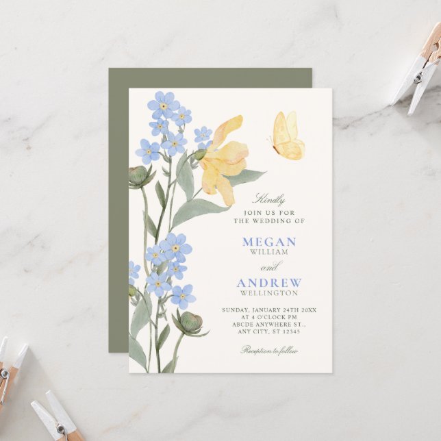 Floral elegant wedding invitation (Front/Back In Situ)