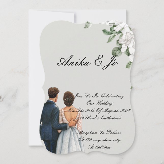 Floral elegant wedding invitation (Front)