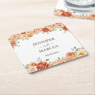 Floral Elegant Wedding Paper Coaster
