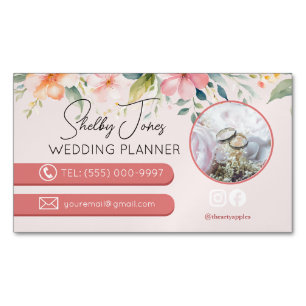 floral Elegant Wedding Planner small business Magnetic Business Card