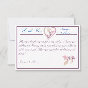 Floral Elegant White and Mauve Wedding Thank You Card