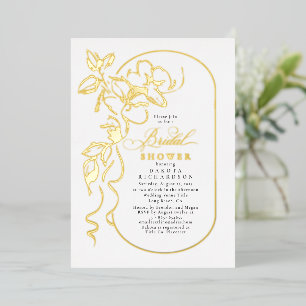 Floral Elegant White Bridal Shower Gold